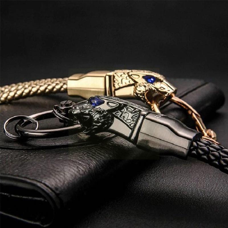 

Keychains Leather Chain Car Cowhide Woven Leopard And Women Men Pendant P7b8
