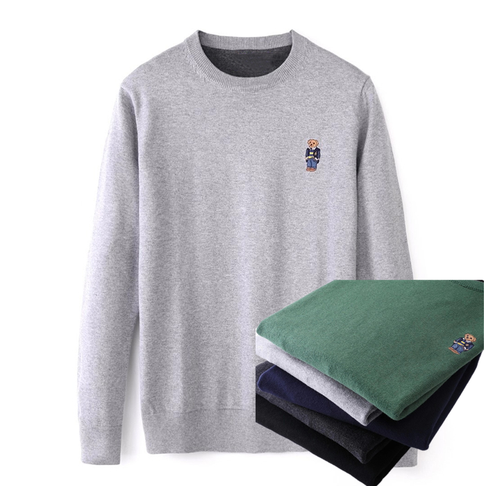 

High Quality Men Bear O-neck Cotton Sweater Autumn Winter Jersey Jumper Hombre Pull Homme Hiver Pullover Knitted Sweaters Men's
