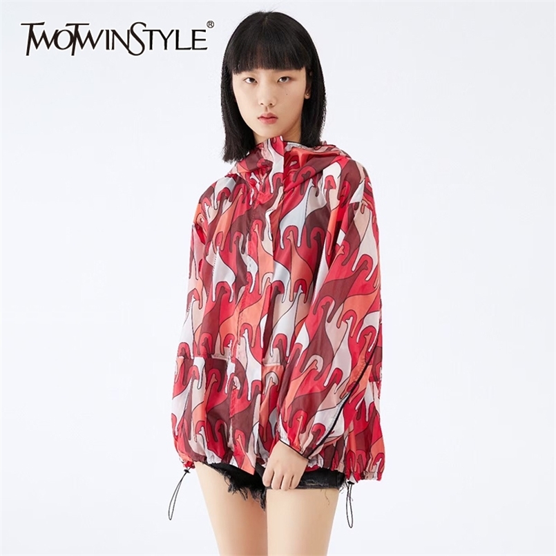 

Short Print Sun Protection Tops For Women Long Sleeve Hit Color Loose Chic Jackets Female Clothing Fashion 210524, Aspicture