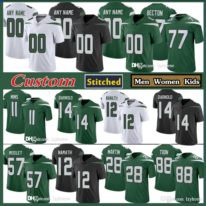 

1 Zach Wilson Stitched Custom Men Women Kids Football Jerseys 77 Mekhi Becton Denzel Mims Joe Namath 28 Curtis Martin 84 Corey Davis Jets 80 Chrebet 57 Mosley 20 Maye, My store(lzyhome)