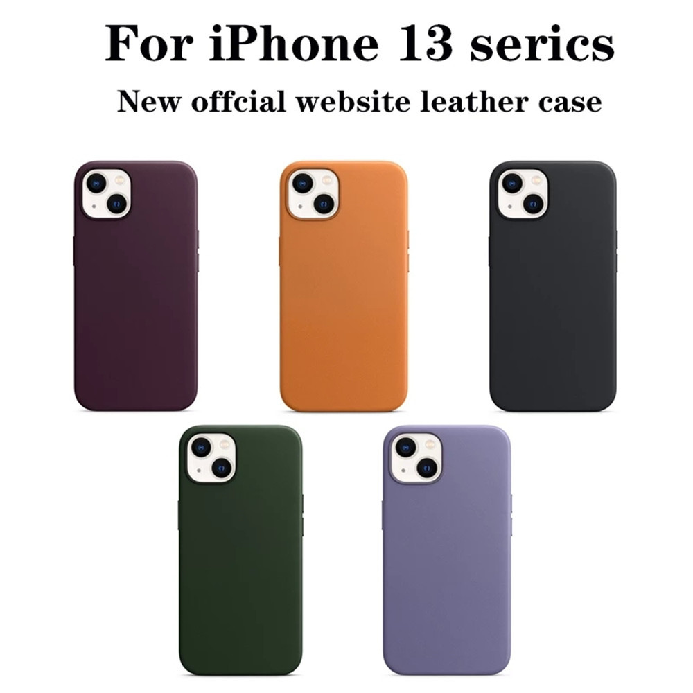 

Original Apple Mobile Phone Cases iPhone 13 Mini Pro Max Magnetic Security Case Leather 12 ProMax Support Wireless Charging, Midnight