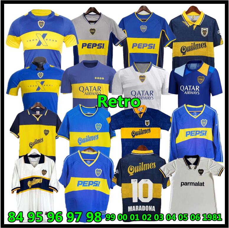 

84 95 96 97 98 Boca Juniors Retro Soccer Jersey Maradona ROMAN Caniggia RIQUELME 1997 2002 PALERMO Football Shirts Maillot Camiseta de Futbol 99 00 01 02 03 04 05 06 1981, 21/22 away