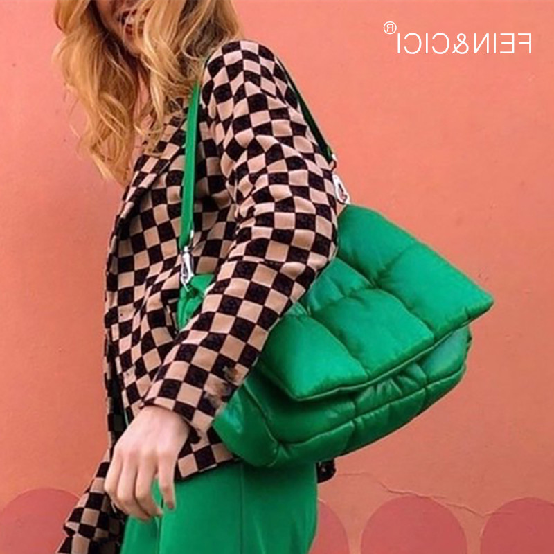 

bags Green Designer puff Shoulder Bag Women Casual Space Bale Down Feather Padded Messager Cotton Crossbody summer new, Black