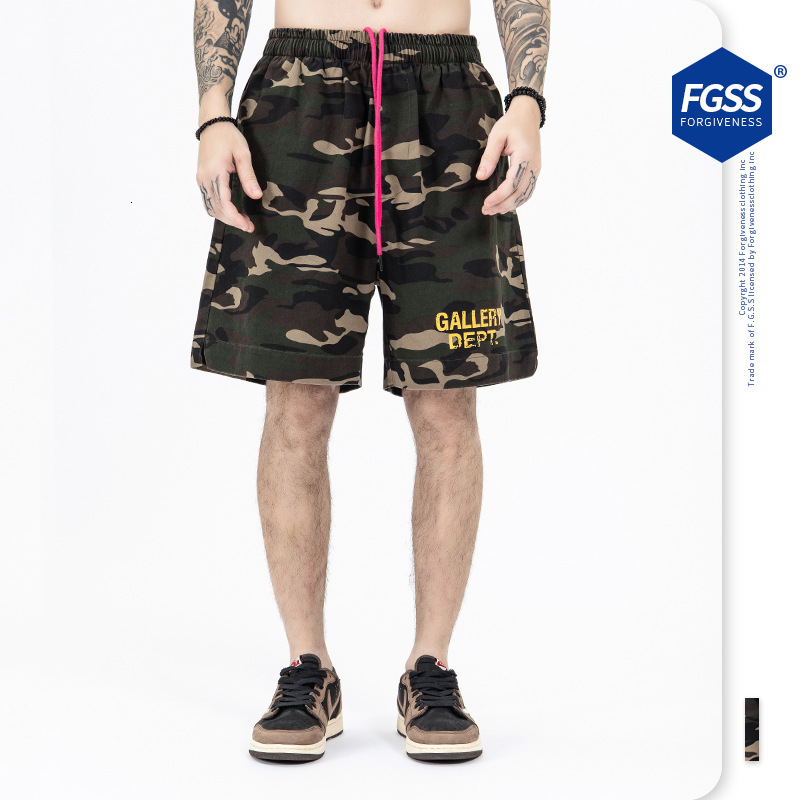 

shorts fgss men's wear fashion brand letter printing high street loose casual camouflage sports, White;black