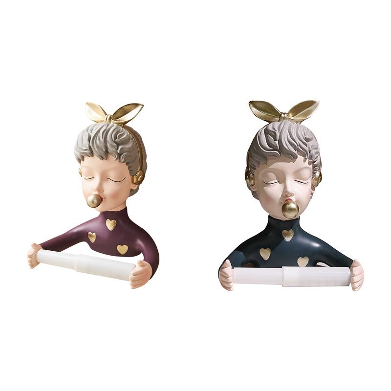 

Toilet Paper Holders Nodic Creative Cartoon Bubble Girl Towel Holder Tissue Box Napkin Case Wall Hanging Decoration Ornament