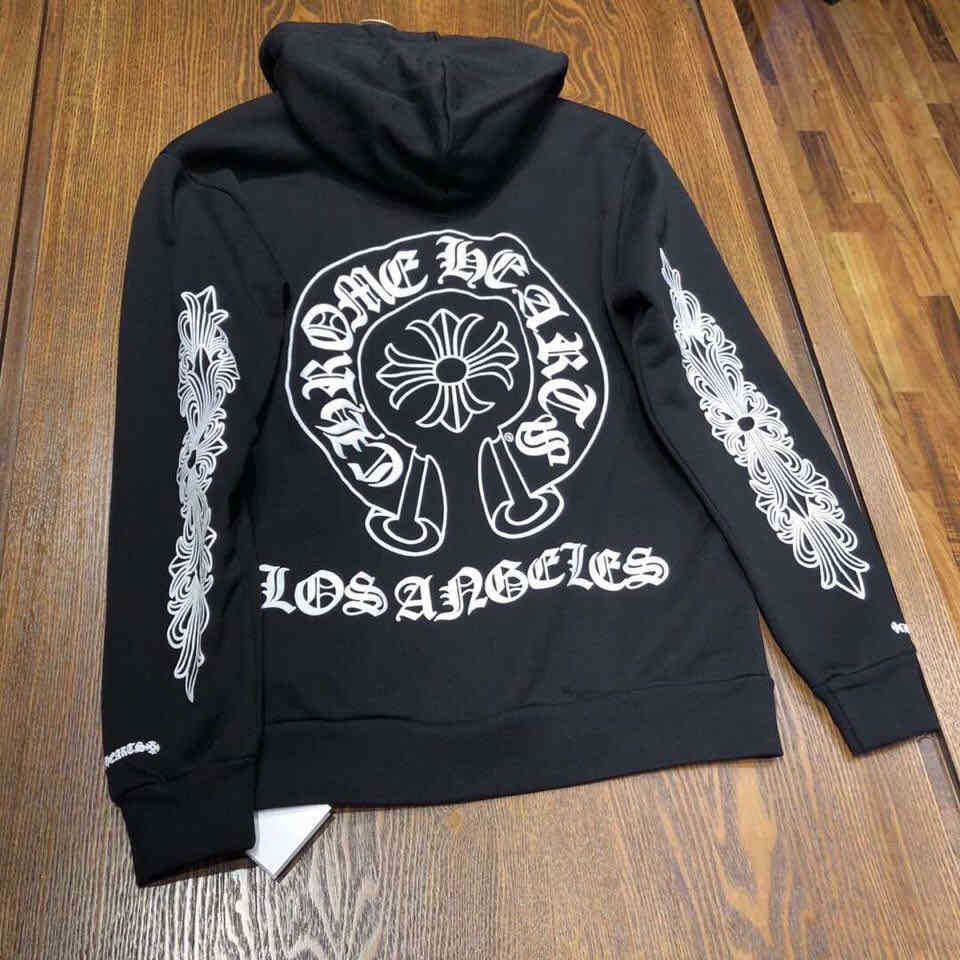 

2021 Winter Fashion Hearts/chrome Brand New Cardigan Hooded Sweater Cro Sanskrit Print Men's and Women's Casual Sweater, Black