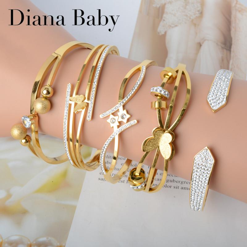 

Bangle Diana Baby Jewelry Stainless Steel Bangles Cuff Bracelets High Quality Classic Trendy For Women Girls Daily Wear Gift Party