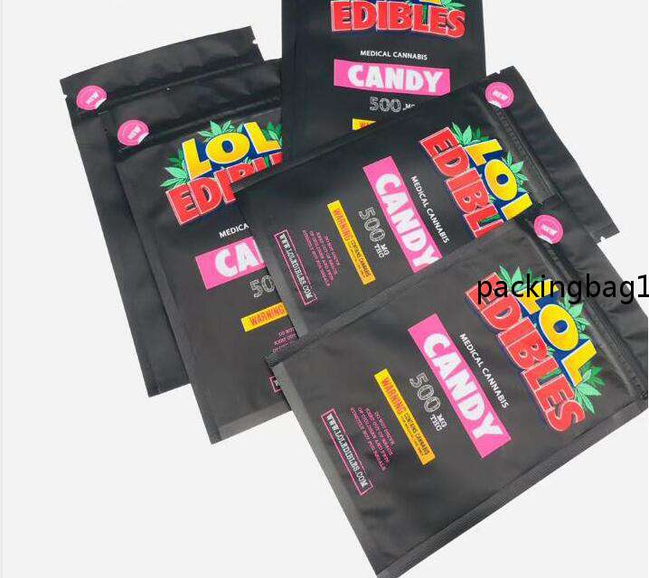 

Wholesale edible packaging LOL mylar bags 600mg Edibles Package gummy 420 Candy smell proof bag zipper resealable