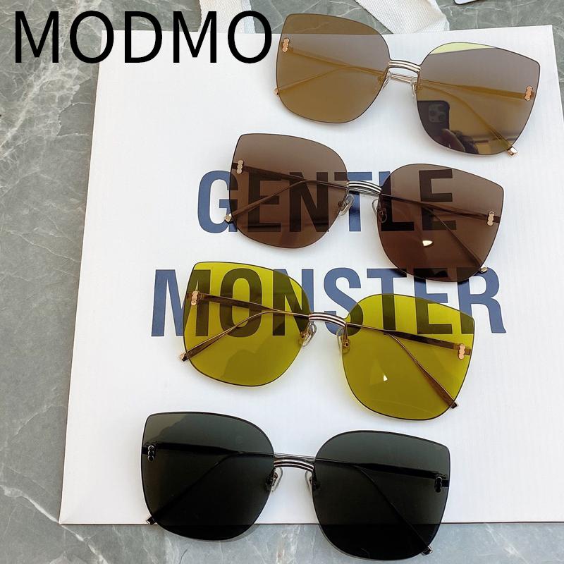 

Sunglasses GENTLE MONSTER Women 2021 For Men Luxury Designer Vintage GM Trending MODMO Alloy Rimless Square UV400 Sun Glasses