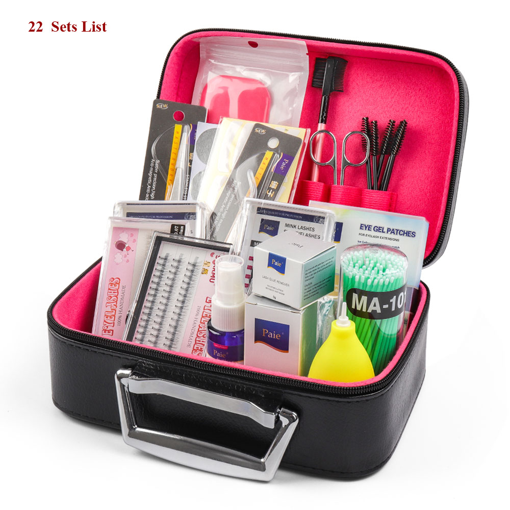 

Professional False Eyelashes Extension Set Grafting Eye Lashes Eye Pads Tweezers Glue Ring Brush Tape Kits With Bag