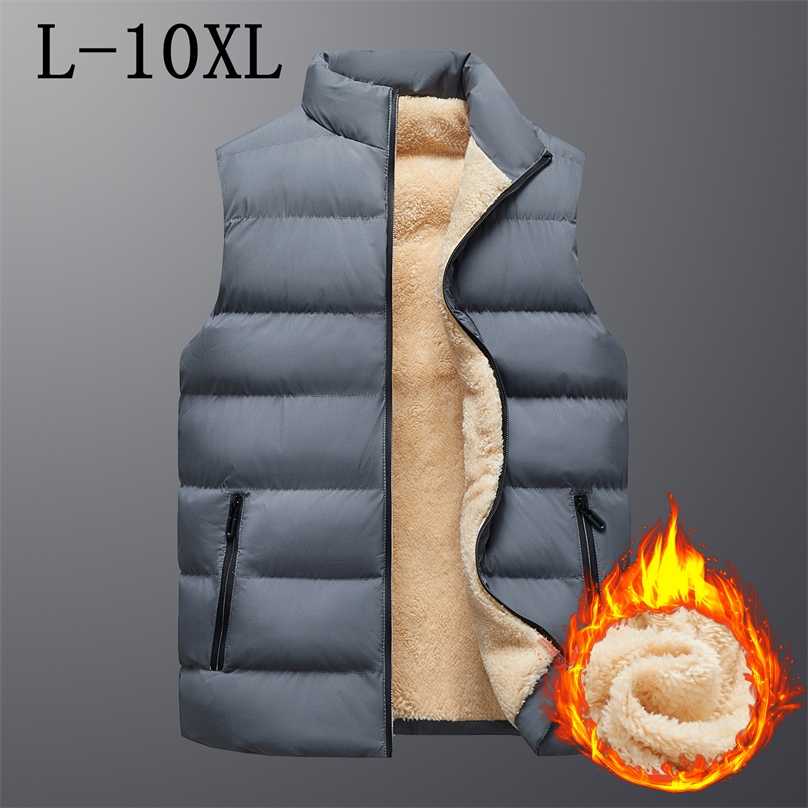 

Fashion Brand Men Jacket Winter Men Vest for Down Cotton Sleeveless Jacket Waistcoat Man Big Size 10XL Warm Mens Coat 211111, Gray
