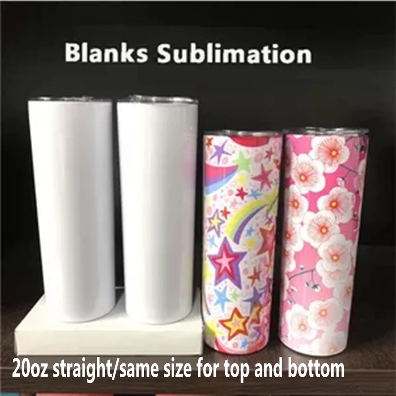 

20oz Straight Blank Sumblimation Tumblers Same Size For Top And Bottom Drinkware Cups With Lid Straw DIY Water bottles Portable, White 20oz straight