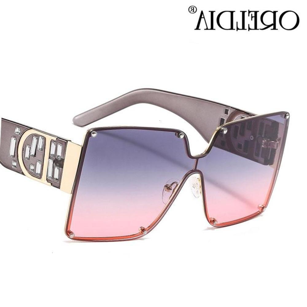 

sunglasses Big Frame Square Ladies Well-Known Brand Design Rivet Gradient Color Sunglasses Fashion Retro Men Glasses Hot UV400, Black