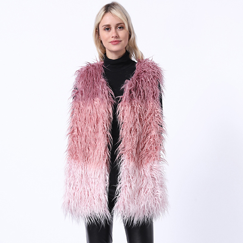 

Faux Fur Coat Women's Mid-length Radish Silk Fur Vest Women, Black