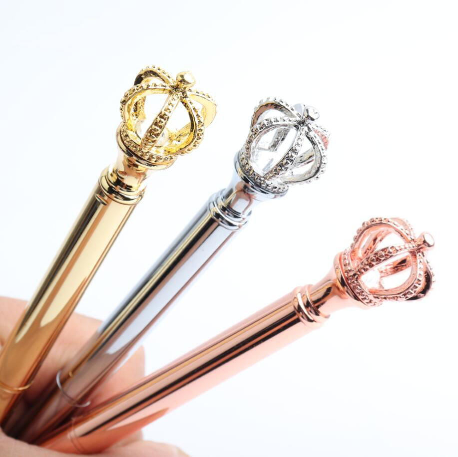 

Diamond Crown Pendant Metal Pen Ballpoint Pen Advertising Pen Custom Logo Stationery Wholesale School Supplies Lettering Engraved Name, As picture