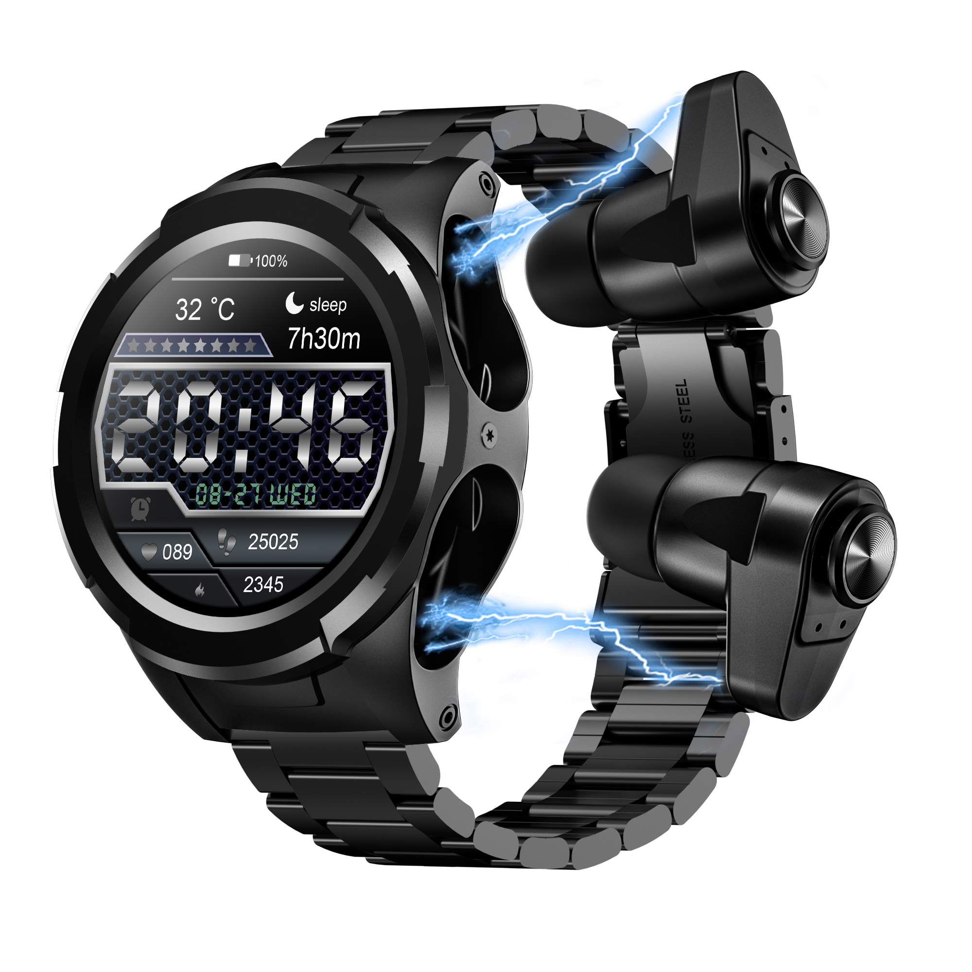 

Facebook WhatsApp smart watches + Wireless Earphones sport watch fitness bracelet wristband with blood oxygen pressure heart rate monitor fitness bands men women