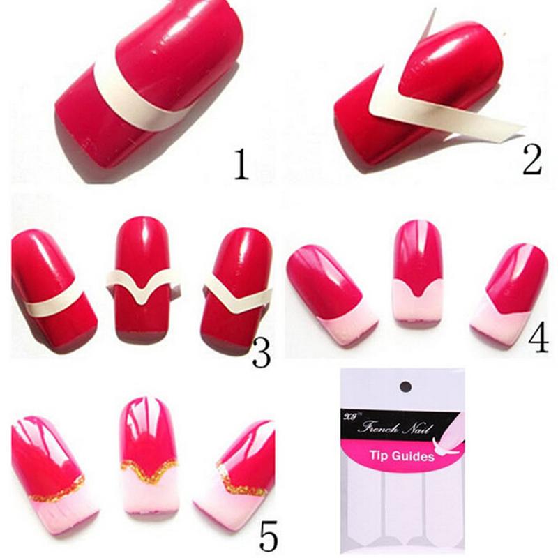 

Nail Art Kits 1 Sheet DIY Styling Beauty Tools Nails Guides Tips Sticker 3 Style French Manicure Decals Form Fringe
