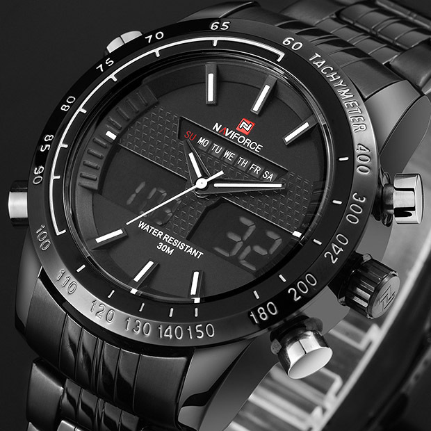 

Fashion Men Watches Luxury Brand Men's Quartz Analog LED Clock Man Sports Army Military Wrist Watch Relogio Masculino 210517, Black