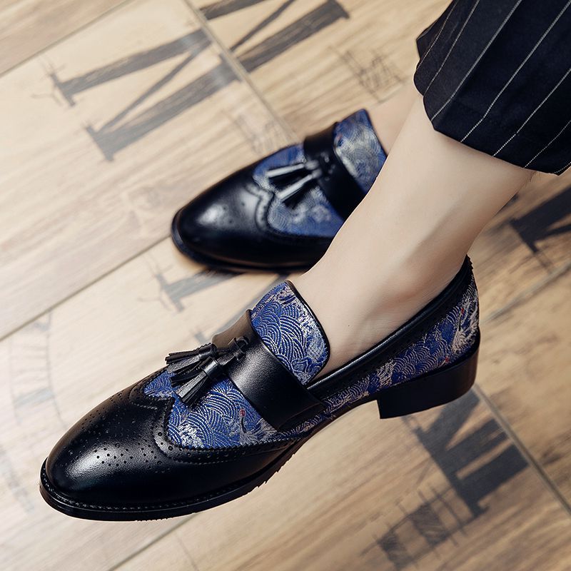

Fringe Mixed Colors Men Shoes Loafer brogue 2021 New Shallow PU Leather Casual Business Shoes Classic Comfortable Spring Autumn Slip on DH644, Black