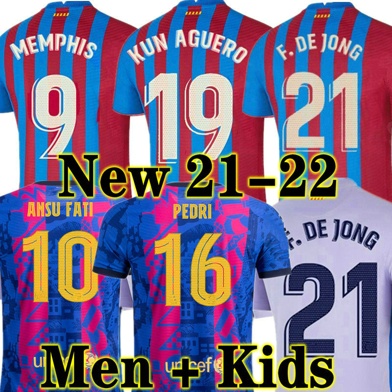 

MEMPHIS Camisetas de football Kun Aguero soccer jerseys BARCA 20 21 22 ANSU FATI 2021 2022 GRIEZMANN Barcelona F.DE JONG DEST PEDRI kit shirt men kids SERGIO COUTINHO, 21 22 3rd