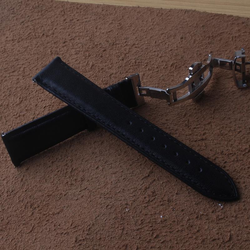 

Watch Bands Cowhide Skin Watchband Genuine Leather 12mm 14mm 16mm 18mm 20mm Smooth Soft Watches Strap Bracelet With Butterfly Buckle Black