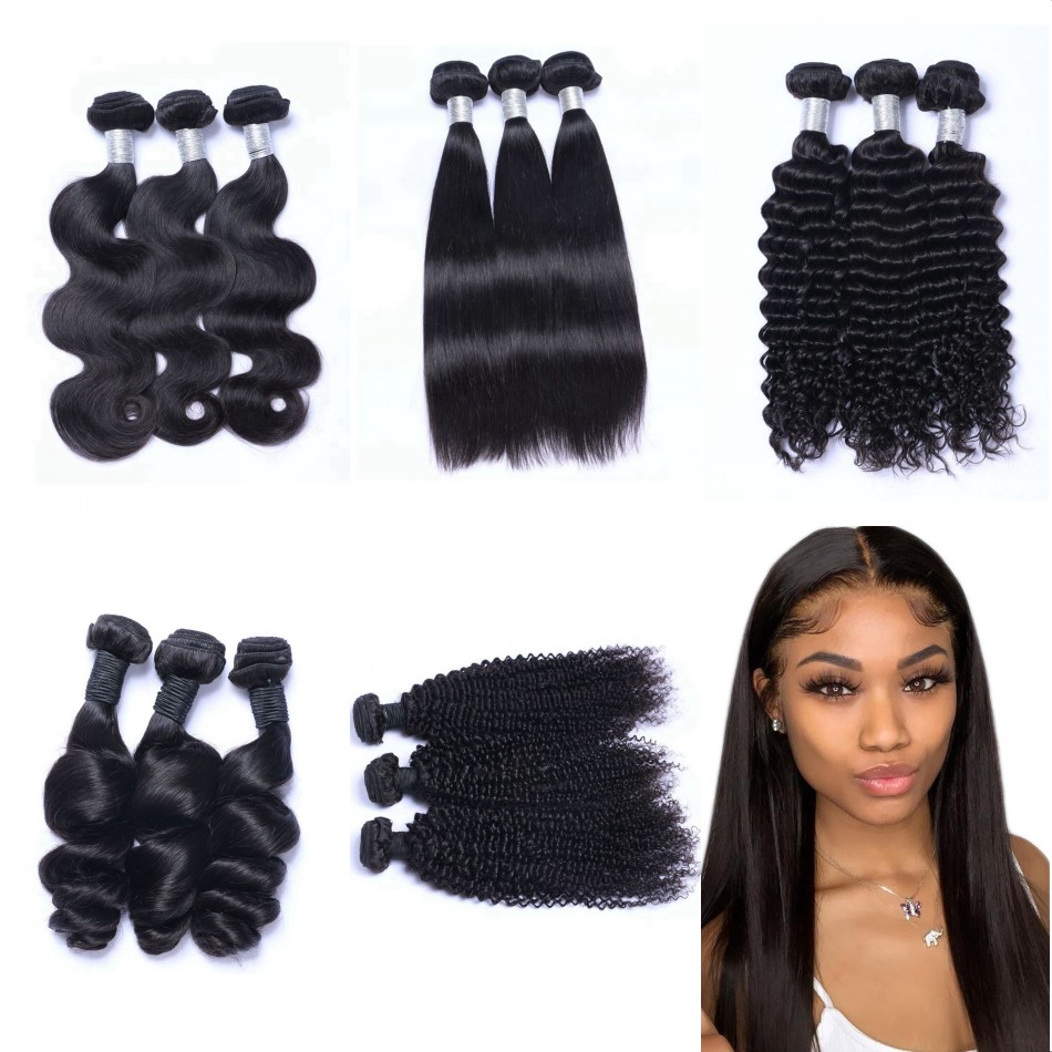 

Brazilian Human Hair Extensions Body Wave Straight Weave 3 Bundles Virgin Natural Color Wefts for Women DW LW KKC 8-26 inch