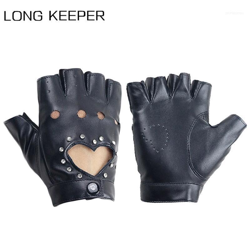 

Women Fashion Half Finger Driving Gloves PU Leather Fingerless For Ladies Black Pink Blue Mitten1