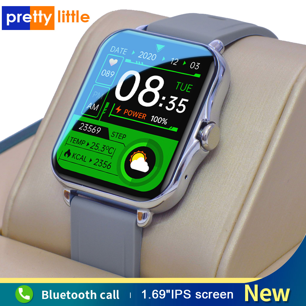 

Smart Watch Men Women Bluetooth Call Waterproof Music Control Fitness Tracker Q-8 1.69 Inch Screen Smartwatch For Android IOSg, Black