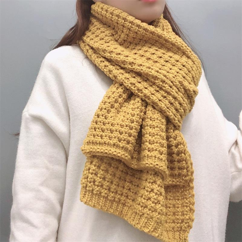 

Scarves DUOJIAOYAN Acrylic Wool Autumn Winter Scarf Solid Corn Kernel Women Turban Korean Student Knitting Thickened Girls