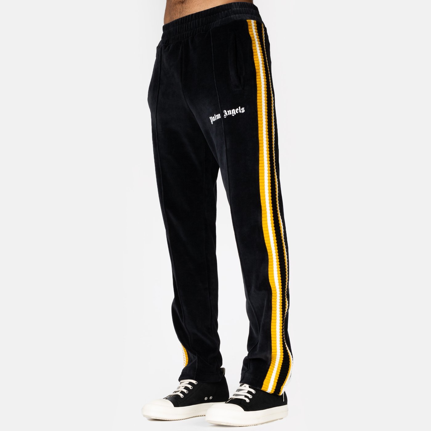 

black Angel PA velvet palm yellow stripe color matching ribbon loose casual sports pants