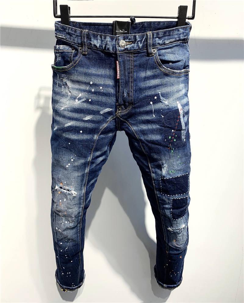 

DSQ 2021 New Designers DSquared luxurys DSQ2 D2 Men Luxury Denim Jeans Holes Trousers Pants Biker Jeans Rock Revival Jea AYB, Blue