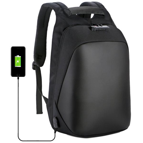 

Backpack Anti-thief Nylon Black Gray Casual Travel Mochila Men USB Charging Rucksack