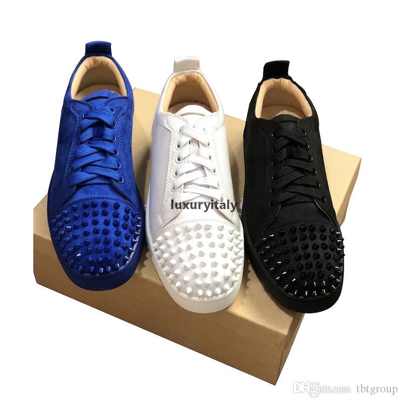 

NEW running Sneakers Red Bottom shoe Low Cut Suede spike sports Shoes For Men and Women Shoes Party Weddin GmB Size 5 14 LOUBOUTIN CHRISTIAN, Blue