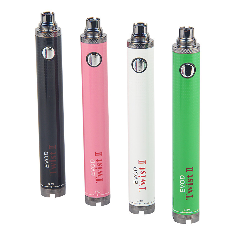 

MOQ 10Pcs EVOD Twist II 2 Battery Variable Voltage Adjustable 3.3~4.8V 1600mah Vape Pen for 510 Thread MT3 EGO CE4 CE5 CE6 Atomizer Tank