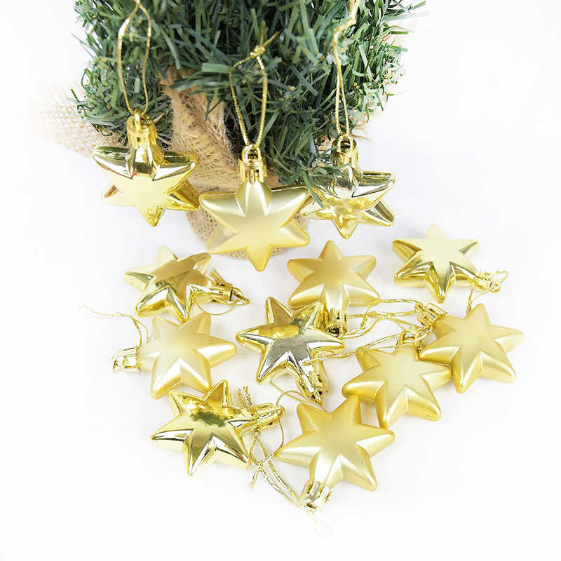 Christmas Decorations 12pcs Gold Star Pendant Hanging Balls Xmas Tree Ornament Kids Gift for Home Navidad Noel Natal Kerst 2023 decoration Y2209-image-806206063