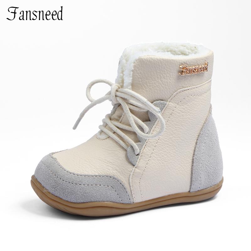 

Boots Genuine Leather Child Slip-resistant Female Snow Male Medium-leg Cotton-padded Shoes Soft Outsole Baby, Black;grey