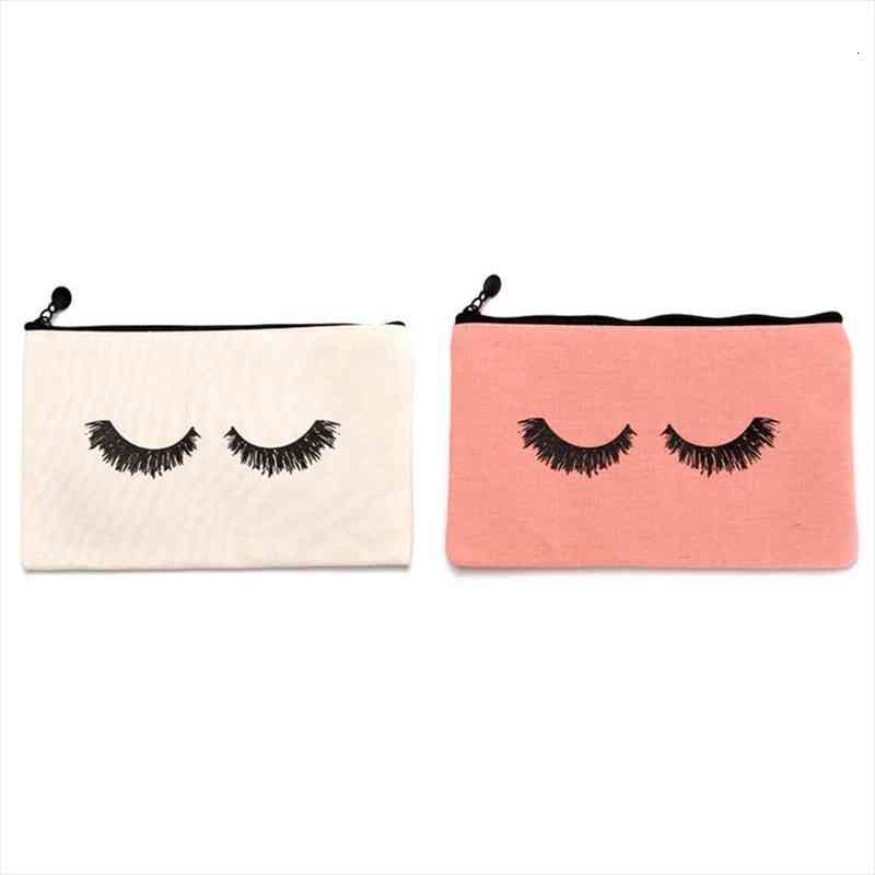 

10pcs eyelash canvas pencil makeup cosmetic bag travel pouches toiletry cases with zipper