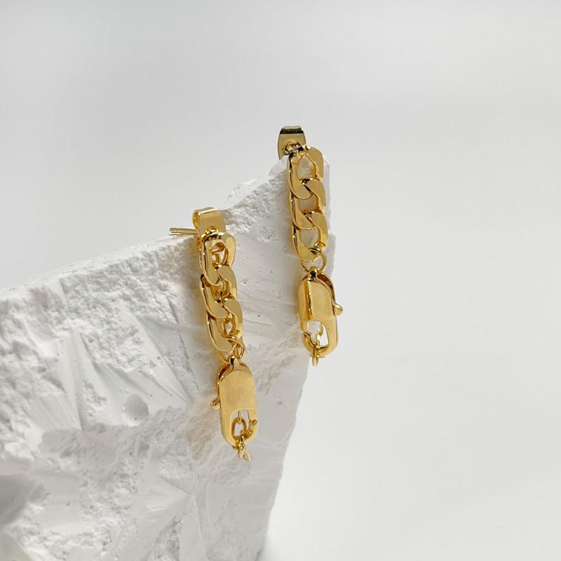 

Dangle & Chandelier Peri'sBox Gold Color Trendy Lobster Clasp Chain Wrap Earring For Women Punk Rock Oval Tassel Street Eardrop