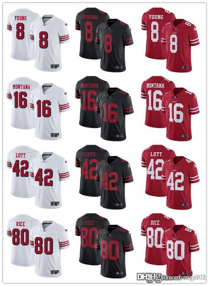 

Mens Womens Youth San Francisco 49ers 8 Steve Young Red 16 Joe Montana Black 42 Ronnie Lott White 80 Jerry Rice Football Jerseys, Black;red