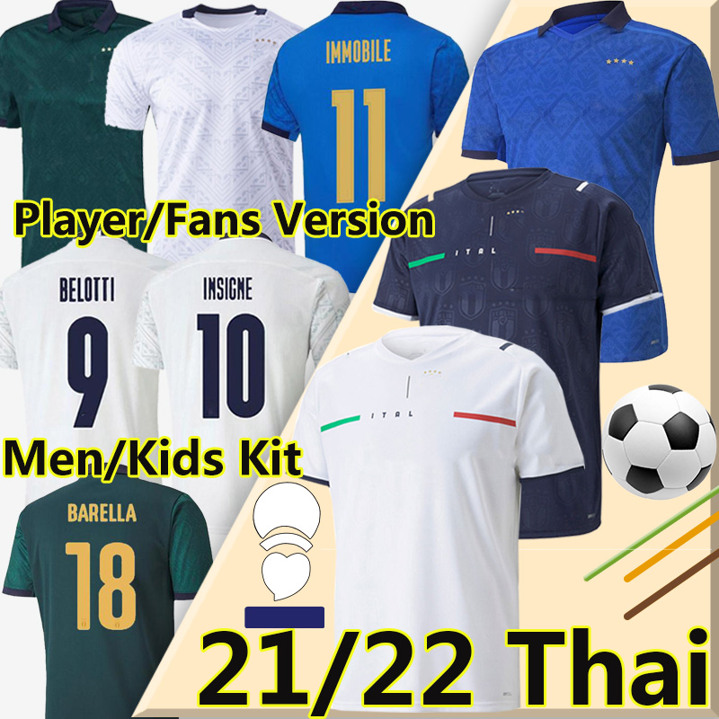 

21/22 Italy soccer jerseys player Version JORGINHO EL SHAARAWY BONUCCI INSIGNE BERNARDESCHI 2021 2022 men + kids kit football shirt, Away pants