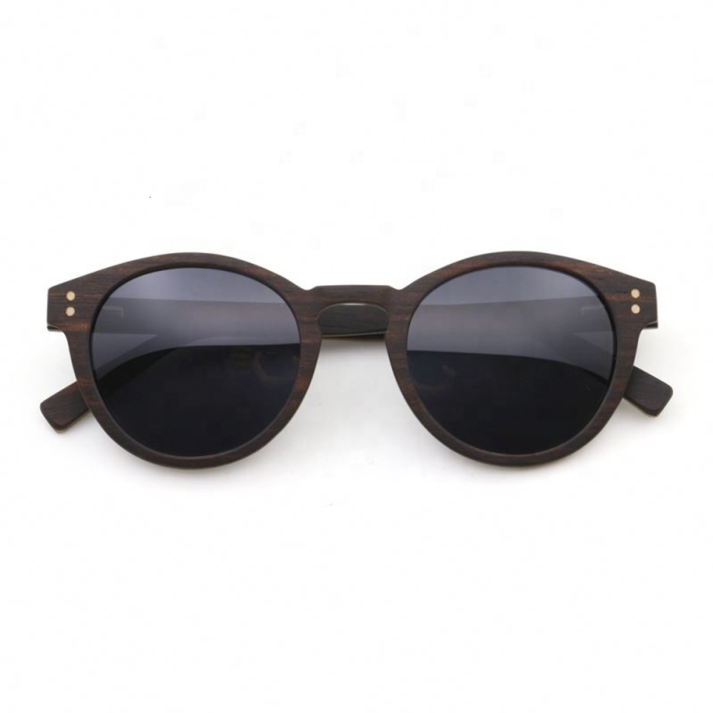 

Highend accessories Ebony Wood Sunglass For Men Women Retro Round Sun Glass Polarized Lens UV, Black