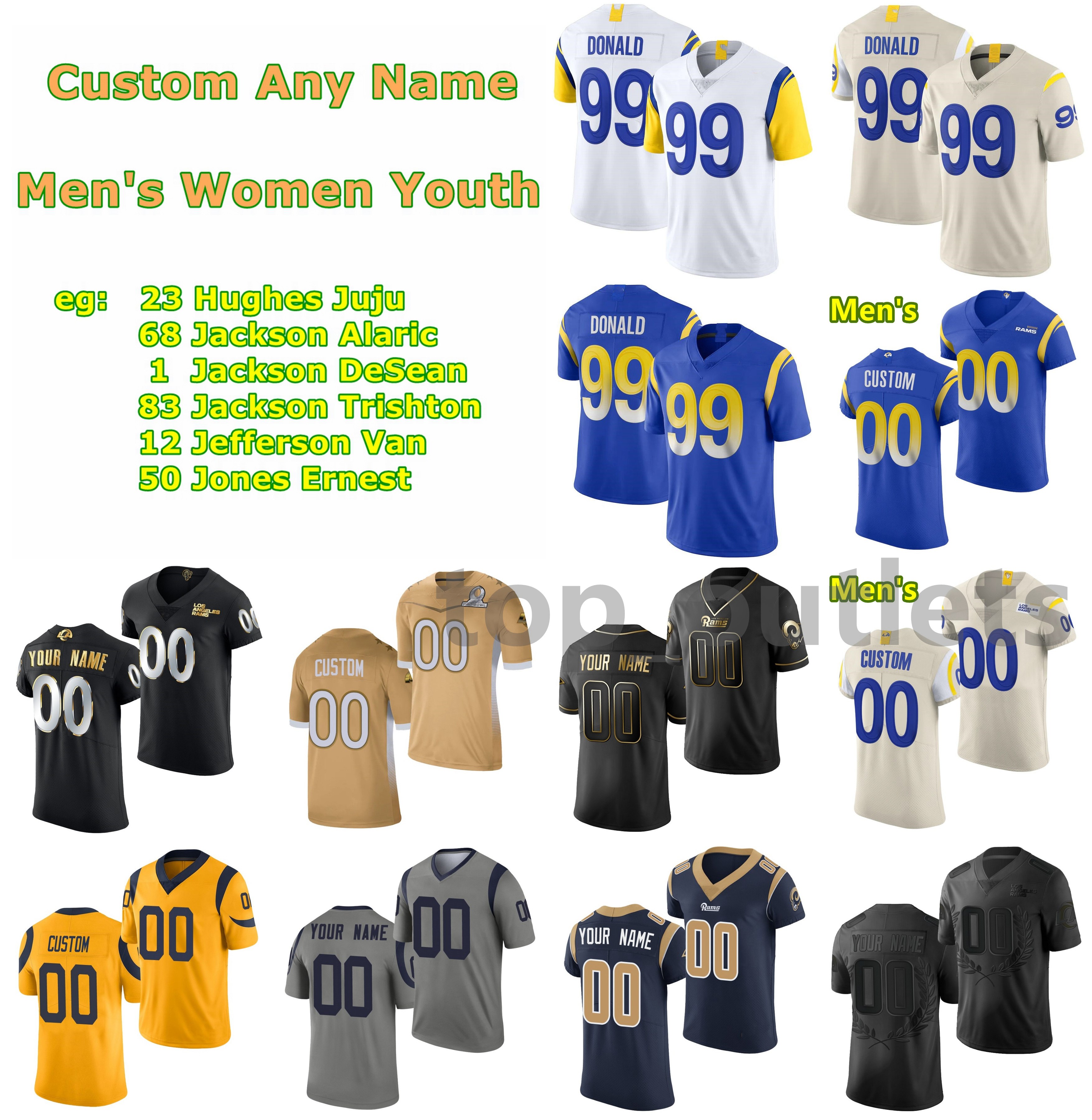 

2021 Rams American Football Jerseys DeSean Jackson Jersey Van Jefferson Ernest Jones Micah Kiser Jonah Williams Jeremiah Kolone David Long Custom Stitched, As photo