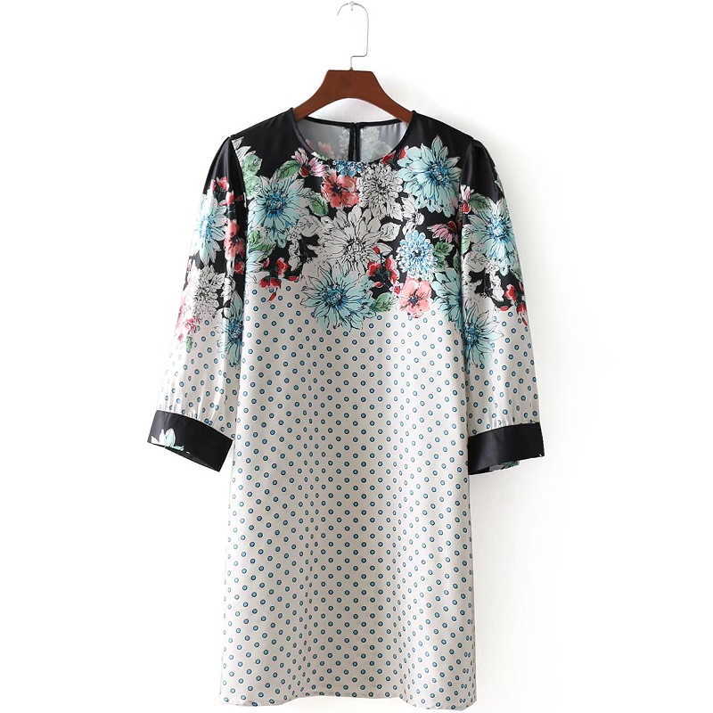 

women vintage sweet floral printing polka dot casual slim fashion dress lady streetwear vestidos chic retro dresses DS536 210603, As pic ds536