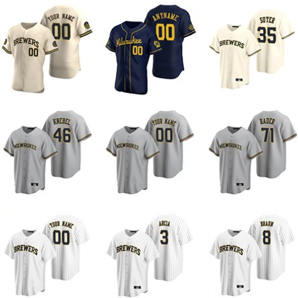 

2021 Milwaukee Men Women kids Jerseys 22 Christian Yelich Josh Hader Woodruff Lorenzo Cain Ryan Braun Brent Suter Arcia Brewers Baseball, Blue;black