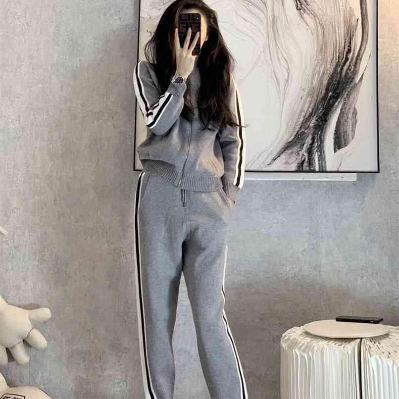

Fashion women's suit early spring wide-leg pants can be salt sweet fashion leisure sports two-piece 210520, Gray