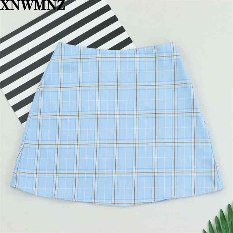

Plaid Side zipper Bodycon Mini Skirt Women Bottoms summer Streetwear Casual A Line Basic Ladies Sheath Skirts 210520, Sky blue