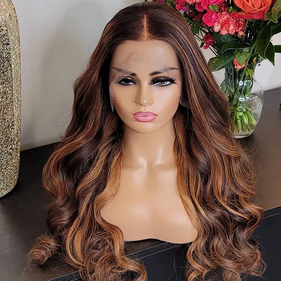 Auburn Blonde 13x6 Front Lace Human Hair Wigs for Black Women 180Density 13x4Lace Frontal Remy Peruvian Humans Hairs full laceWigs 360 wig-image-1106848097