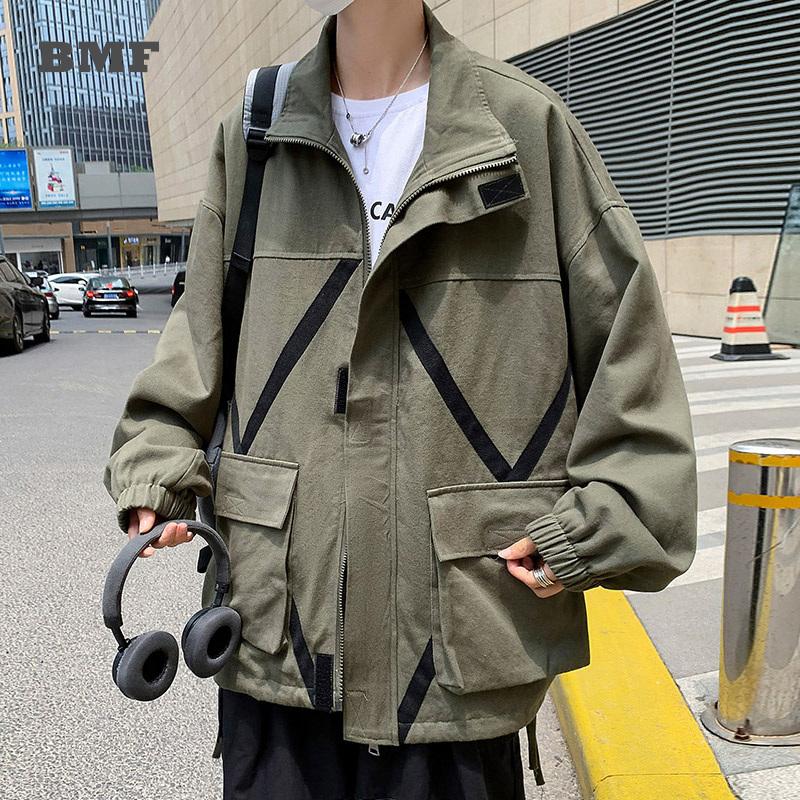 

Men's Jackets Korean Hip Hop Plus Size Cargo Jacket Streetwear Fashion Couple Clothes Spring Autumn Loose Oversized Casual Top Men Coat, Black