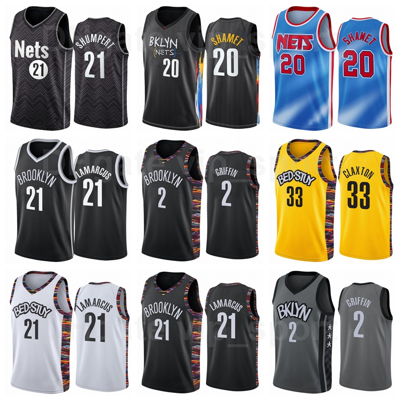 

Screen Print Basketball 2 Blake Griffin Jersey 20 Landry Shamet 21 LaMarcus Aldridge 33 Nicolas Claxton City Earned Edition Size S to XXXL, Black;red