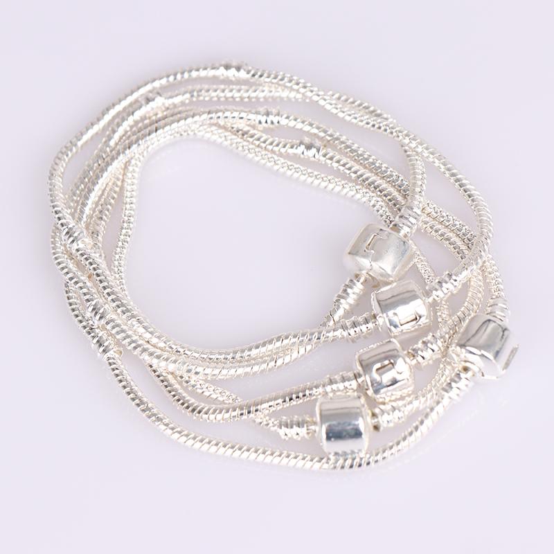 

Chains Women Girl Silver Bracelet Fit Original Design Beads Charms Bangle DIY Jewelry For